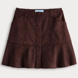 Draper James Faux Suede Button Front Mini Skirt